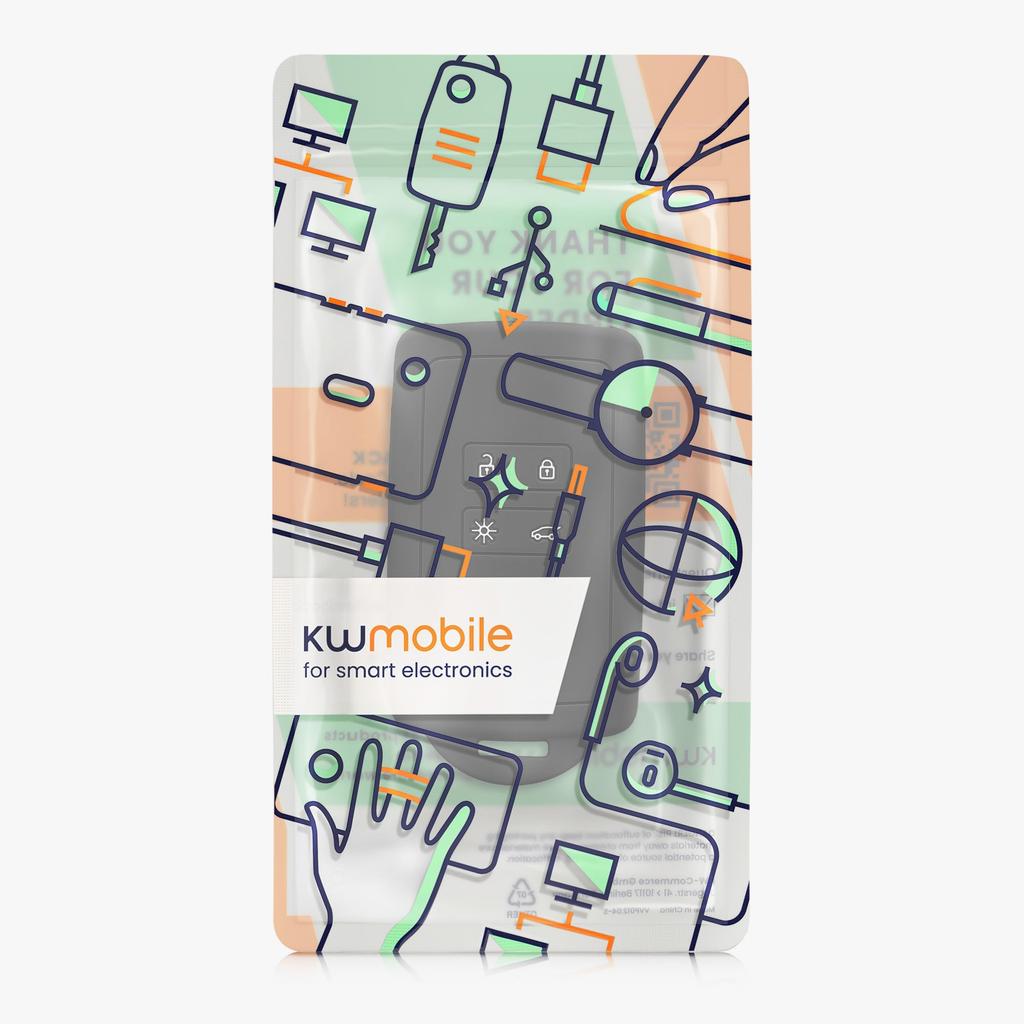 kwmobile Renault 4-Button Car Key Smart Key (Only Compatible with Keyless Go) Case -