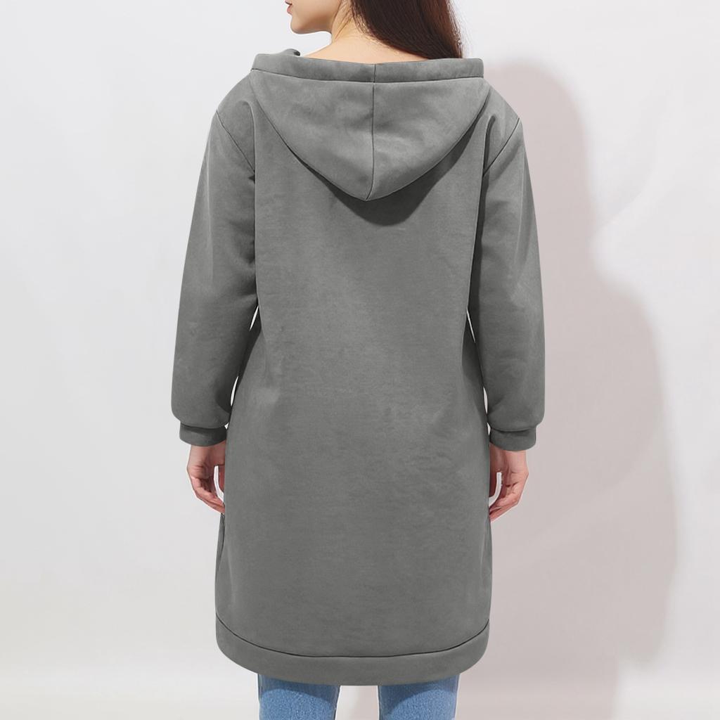 Женская модная куртка Повседневный однотонный кардиган с длинными рукавами Худи Длинное пальто