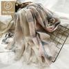 Autumn Plaid Double-Layer Linen Scarf for Women - Retro Cotton British Style Shawl