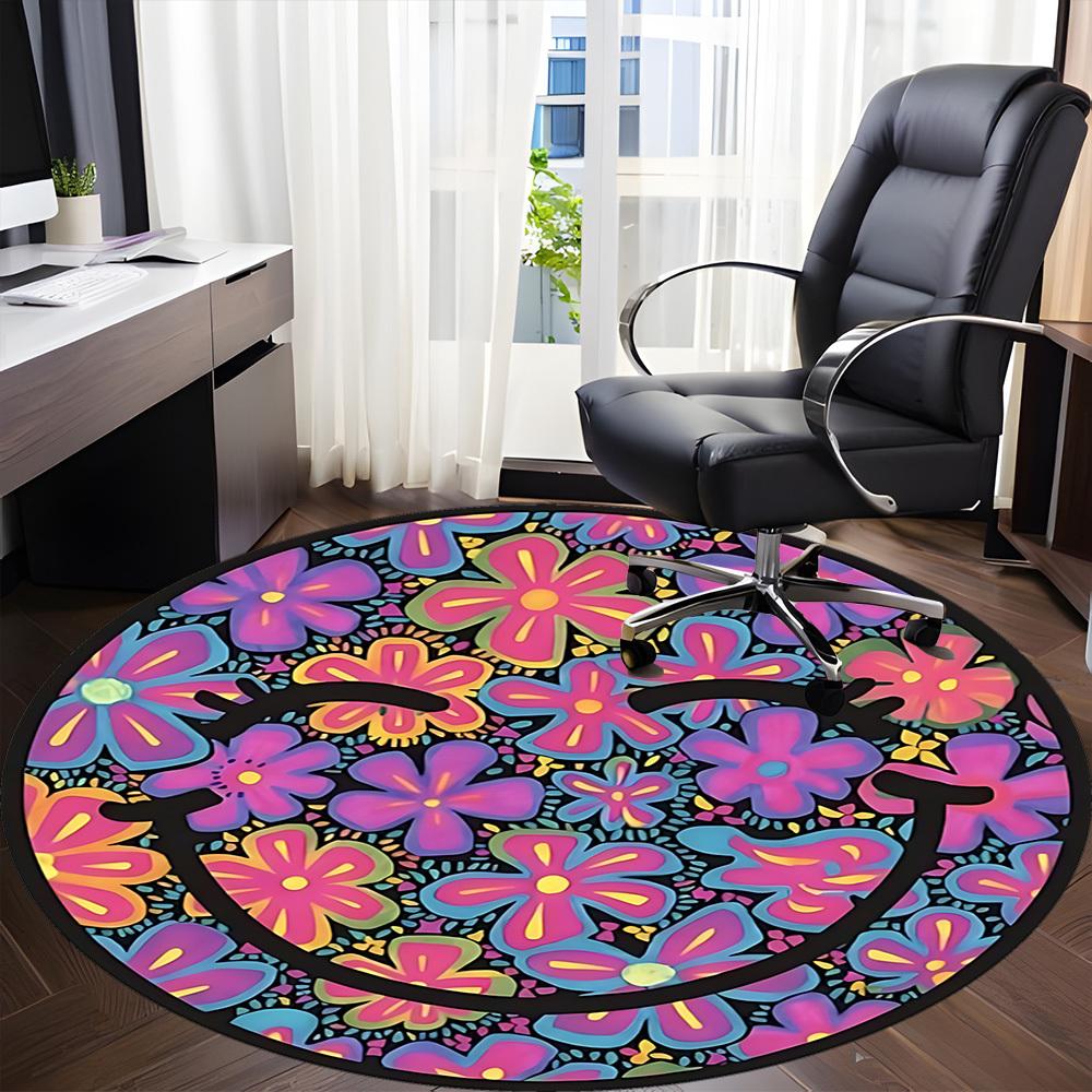 1pc Flower Mandala Pattern Carpet for Office Non-Slip, Round Carpet, Soft & Comfortable, Carpet for Office, Lightweight Round Floor Mat