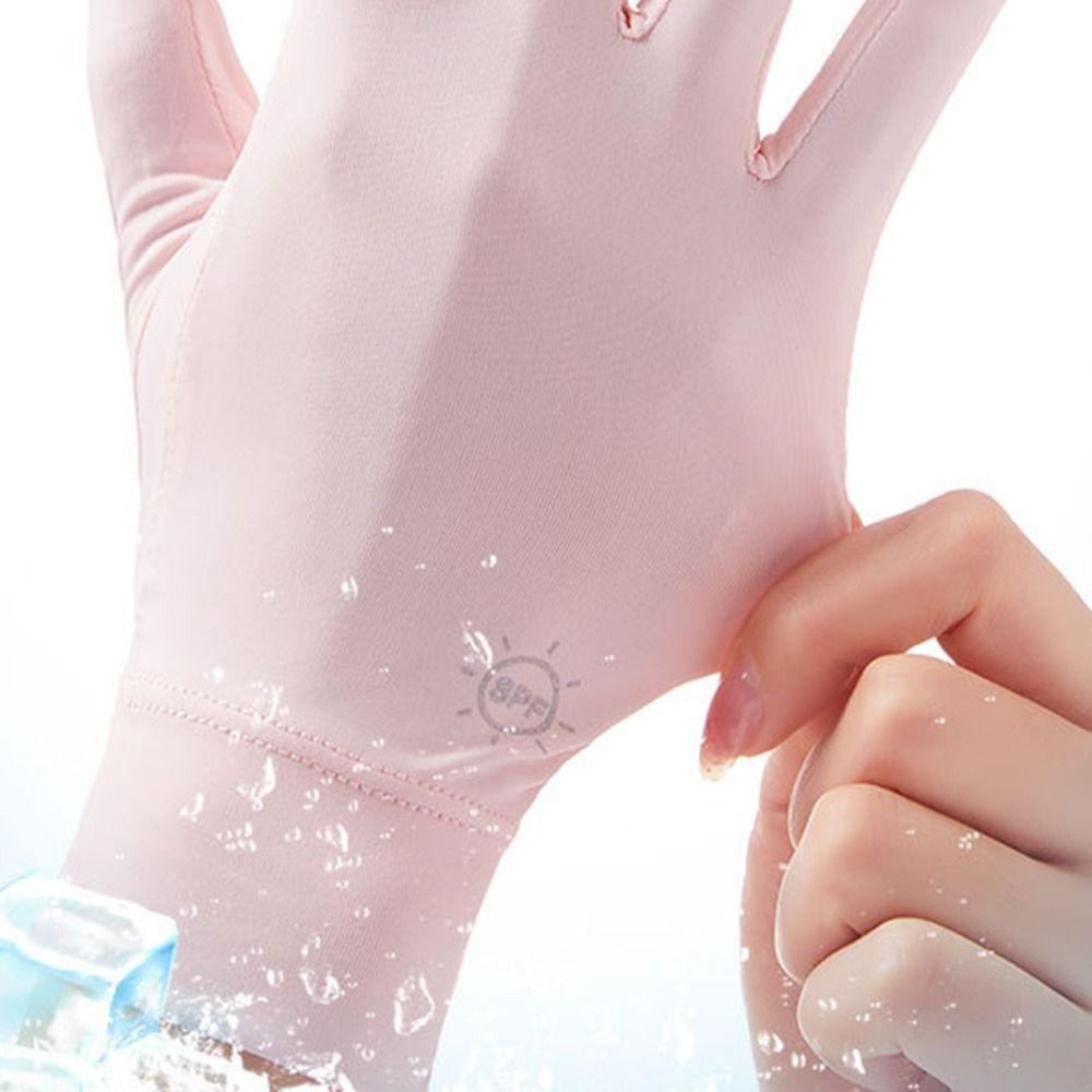 Модные летние женские перчатки для сенсорных экранов, перчатки из ледяного шелка, варежки, солнцезащитные перчатки