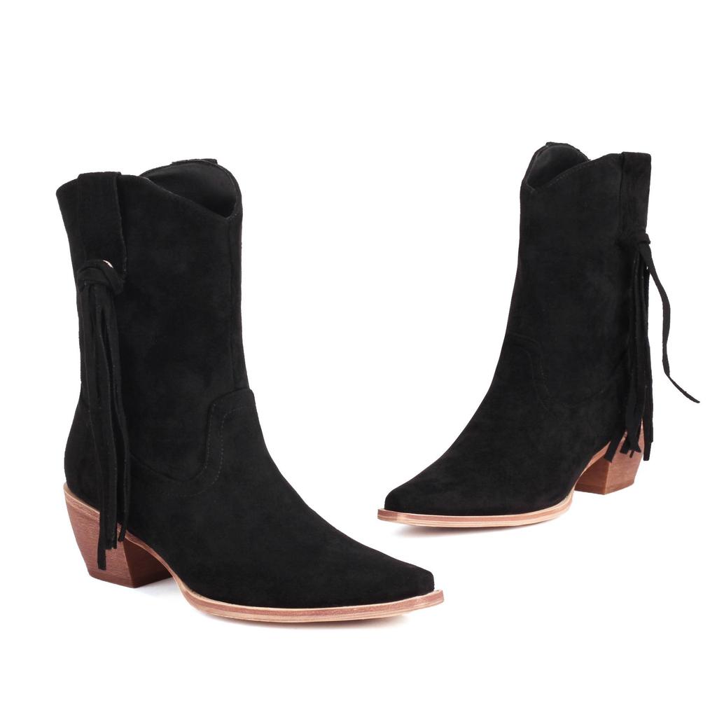 Krazing Pot Осенне-зимняя обувь из искусственного меха на толстом высоком каблуке, ковбойские сапоги с леопардовым узором, европейский стиль, сохраняющие тепло, ботильоны