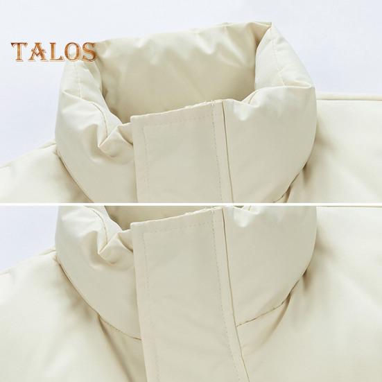 Зимнее хлопковое пальто с воротником-стойкой, длинным рукавом, застежкой-молнией, пуховая куртка с карманами, однотонная, свободный крой, утепленная теплая верхняя одежда