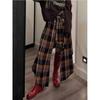 Women's A-line Plaid Skirt Vintage Aesthetic Y2k Long Skirt Harajuku Streetwear Emo Asymmetrical Skirt 2000s Clothes Summer 2024