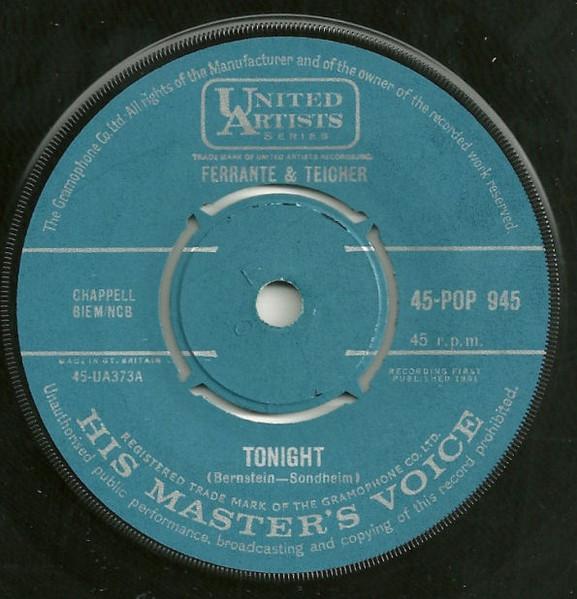7inch Record FERRANTE & TEICHER - Tonight / Dream Of Love 45POP945 His Master's Vo 1961 UK Soundtracks & Musicals Used