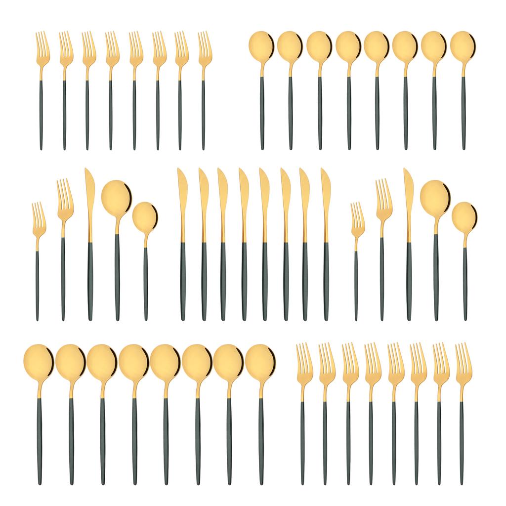 10 человек, черные, серебряные столовые приборы, набор столовых приборов, нож, десертная вилка, ложка, столовая посуда, набор посуды из нержавеющей стали, вечерние кухонные инструменты