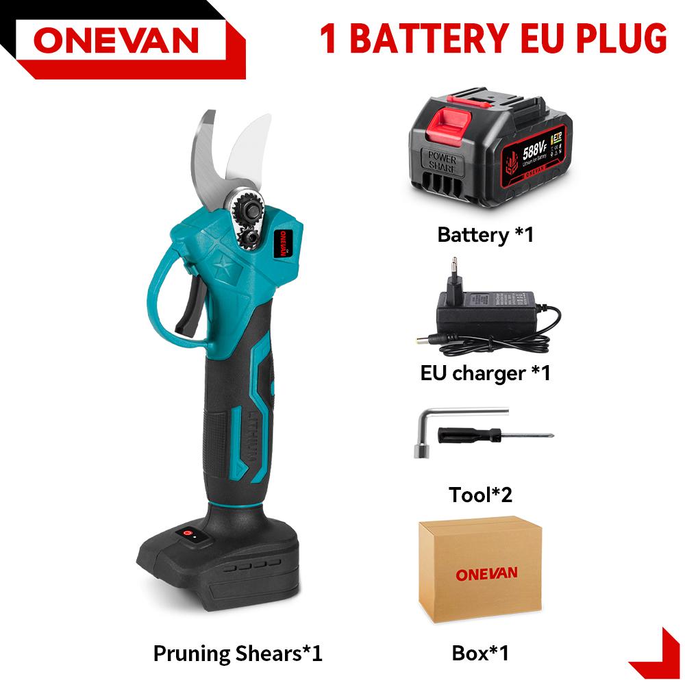 ONEVAN 32 мм бесщеточный электрический секатор высокой мощности 2-скоростной секатор садовый резак для веток деревьев ножницы инструмент для Makita 18 В-21 В аккумулятор