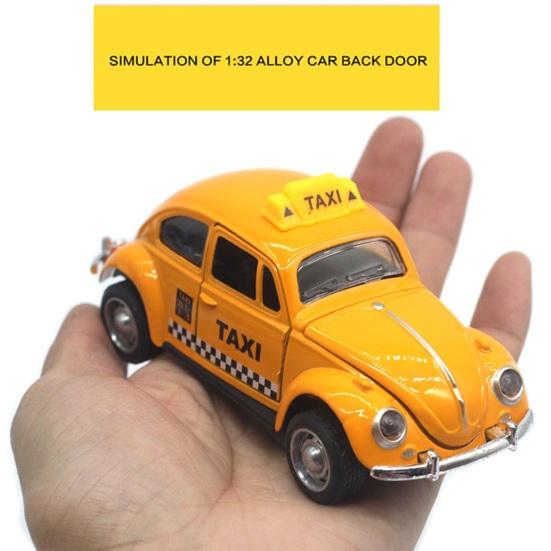 Miniature Simulation Back Car Model Diecast Alloy Pull Taxi Toy with Opening Door 0.0638888888888889 Scale Retro Car