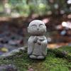 RemeeHi Jizo Statue Set, a Soothing and Cute Small Figurine, a Jizo Guardian Deity, Made of Granite, Perfect for Wishing Happiness and Good Fortune, a