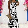 Women Plus Size Scoop Neck Strappy Sleeveless Printed A Line Maxi Dress