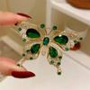 Retro Green Butterfly Suit Collar Pin Rhinestone Butterfly Brooches Green Butterfly Brooch  Gift