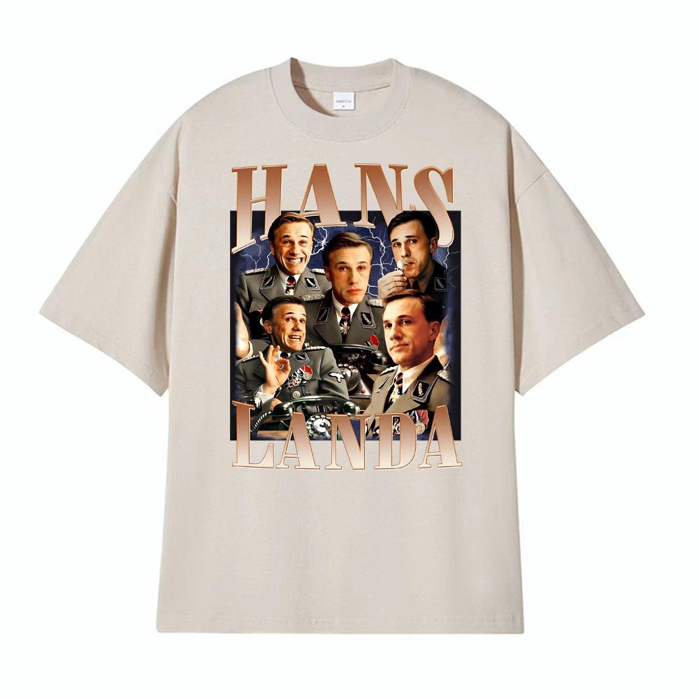 Hans Landa Vintage Inglourious Bastrds Print T Shirts Unisex Women Fashion Short Sleeve Tshirt Unisex Casual Cotton Oversized T Shirt