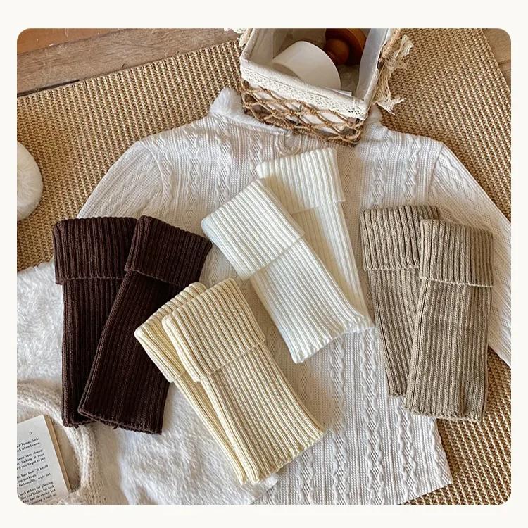 Детские осенне-зимние школьные носки с наборным дизайном, корейская мода, детские гетры, утолщенные вязаные носки до середины голени