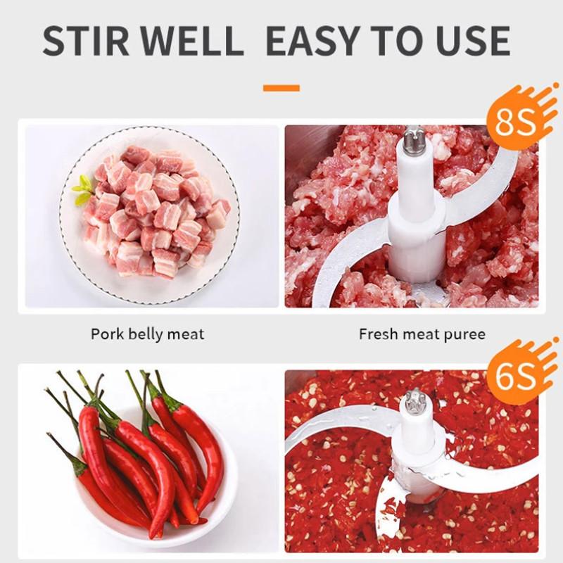 1500W Stainless Steel Meat Grinder 3 Gears Powerful 4-Layer Blade Vegetable Crusher Kitchen Onion Garlic Grinder