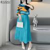 Women 3/4 Sleeve Print Blouse and Long Skirts Summer Two Piece Suit Sets