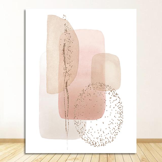 Цветная геометрическая картина на холсте, печать плакатов, настенная художественная картина для спальни, гостиной, домашнего декора, модный современный абстрактный розовый, бежевый