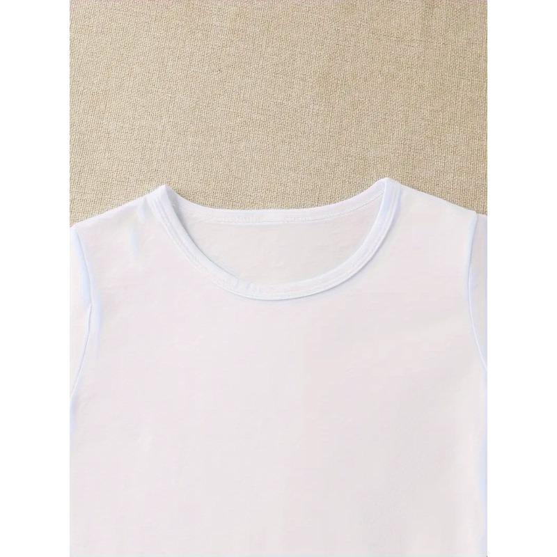 Children Crew Neck Short Sleeve T-Shirt with Colorful COOL COUSINS SLUB Letter Print