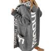 Autumn and Winter Women's Knitted Sweater Jacket Women's Mid-length Cardigan Loose Personalized Letters Hooded Knitwear