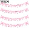 5pcs Pink Bow Garlands Banner Pink Bow Banner Bow Party Decortions for Bow Birthday Decorations Bows Party Decor Pink Bowknot Banner