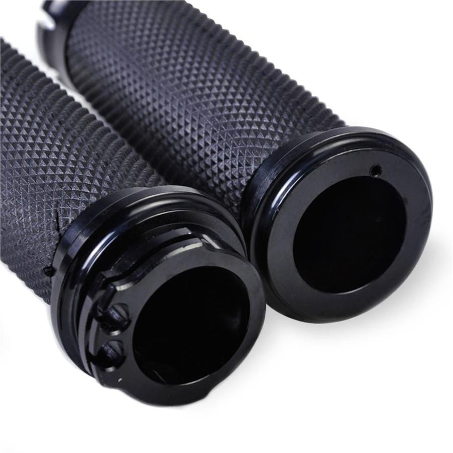 Black CNC 1" Motorcycle Handle Bar Hand Grips For Harley-Davidson Cruiser Chopper
