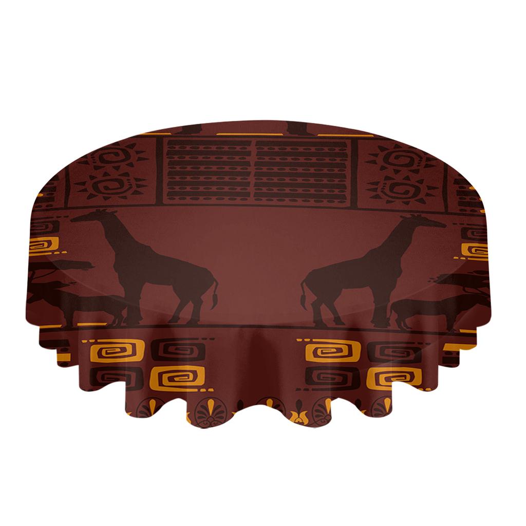 Круглая скатерть с силуэтом африканского жирафа и льва, водонепроницаемая скатерть для украшения свадебного стола, обеденного стола