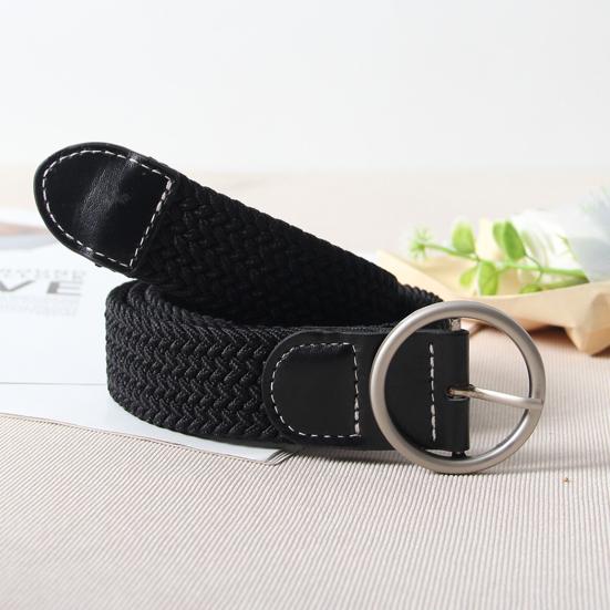 Women Canvas Jeans Belt No Punch-Free Design Wear-Resistant Braided Waistband Dress Shirt Tops Belt