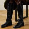 Осенне-зимние ботфорты до колена женская обувь натуральная кожа черные вестерн высокие длинные челси ботинки женские 2025 новые тренды обувь