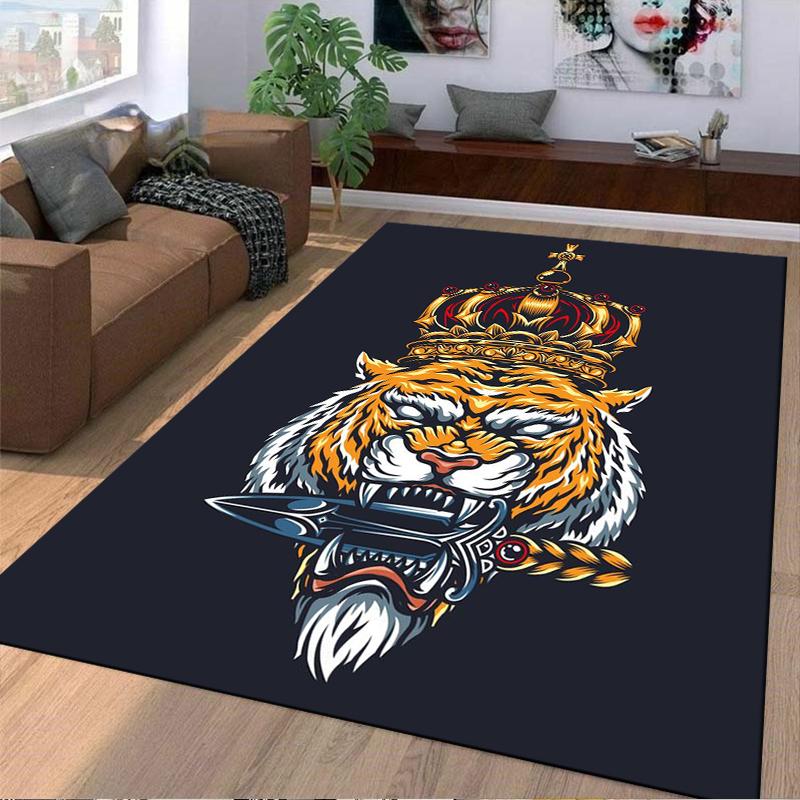 King Tiger Crown Design Designed floor mat, suitable as a non-slip mat for the living room or bedroom sofa
