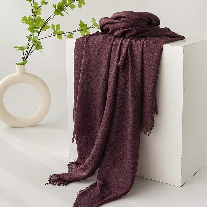 Spring and summer sunscreen scarf imitation cotton and linen solid color simple shawl women's high-end silk scarf yarn headscarf women's cross-border