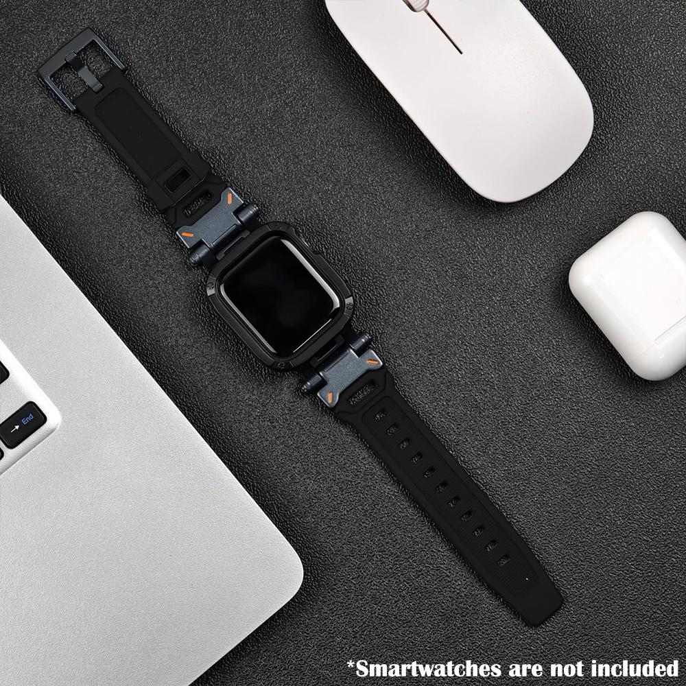 Силиконовый ремешок+Чехол для Apple Watch Ultra2 Ремешок 49мм 41мм 45мм 40мм 44мм ТПУ Чехол+Спортивный браслет Серии 9 8 7 6 SE 5 Браслет