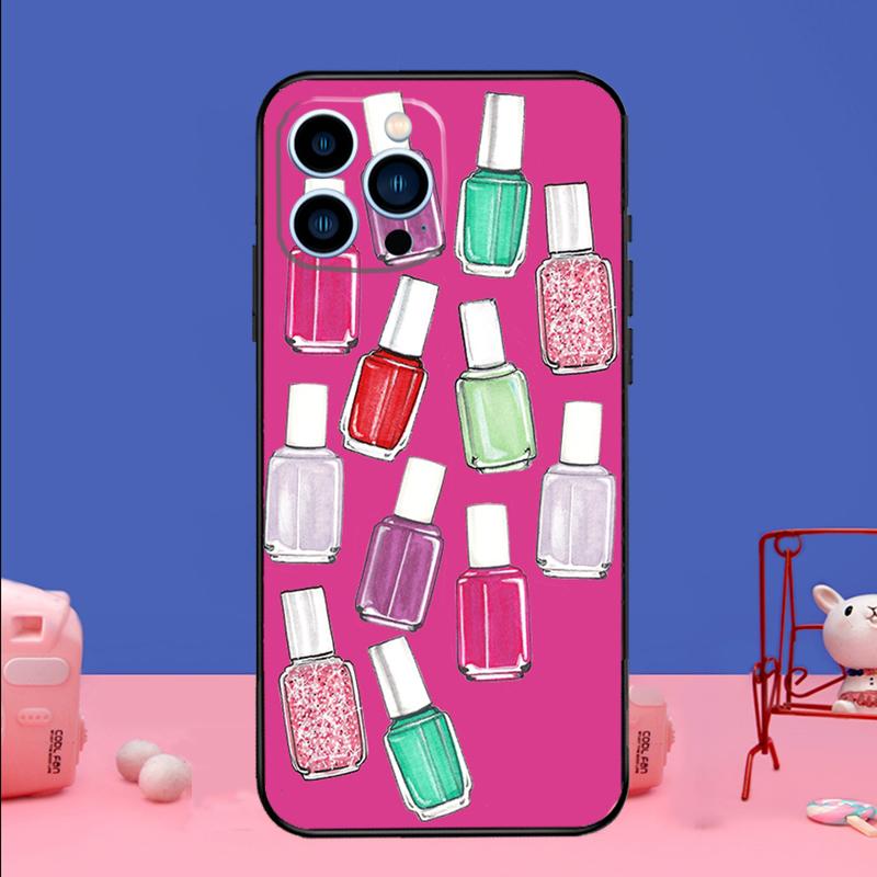 Beautiful Nail Polish Enamel Color Phone Case For iPhone 17 16 14 13 12 11 15 Pro Max mini 15 16 Plus 16e 17 Air Bumper Cover