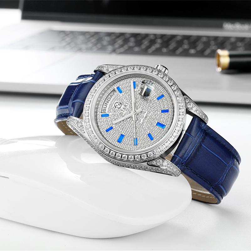 Start Мужские часы Gypsophila, официальные подлинные часы с бриллиантами, водонепроницаемые автоматические механические часы, функция даты и недели