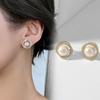 French Flash Diamond Spiral Pearl Ear Stud Silver Needle Gold Simple Earrings For Women  Earring Accessories
