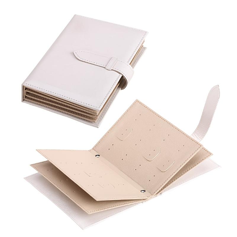 PU Leather Earring Organizer Book - Portable Travel Jewelry Case with Secure Buckle for Studs, Hoops, and Dangle Earrings