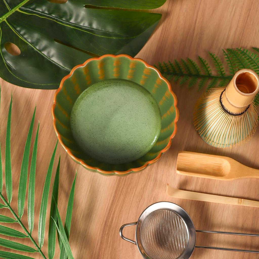 Набор для матча DiDiBirDi, набор для чайной церемонии из 6 предметов включает чашу для матча, подставку для венчика для матча, бамбуковую ложку для матча и традиционный бамбуковый часен (Чейзен)