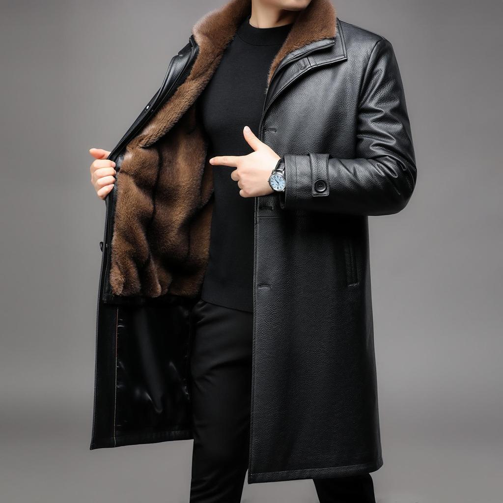 Зимняя новая одежда One Clothes Three Wear кожаная куртка мужская Nano Mink Take-off Liner длинная утолщенная кожаная куртка мужская