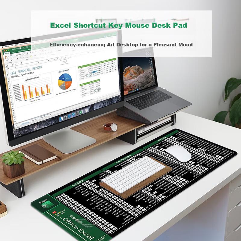 EXCO EXCEL Professional Shortcut Mouse Pad, Large Desk Mat, Laptop Office EXCEL Software Mouse Pad, Shortcut Lock Edge Gaming Keyboard Pad 0128