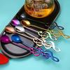 Colorful 6 Pcs Stainless Steel Tea Spoons Set Metal Music Coffee Spoon Ice Cream Candy Teaspoon Rose Gold Spoon