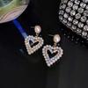 Zirconia Heart Love Earrings Female Light Luxury Design Silver Pin Comfortable Elegant Earrings