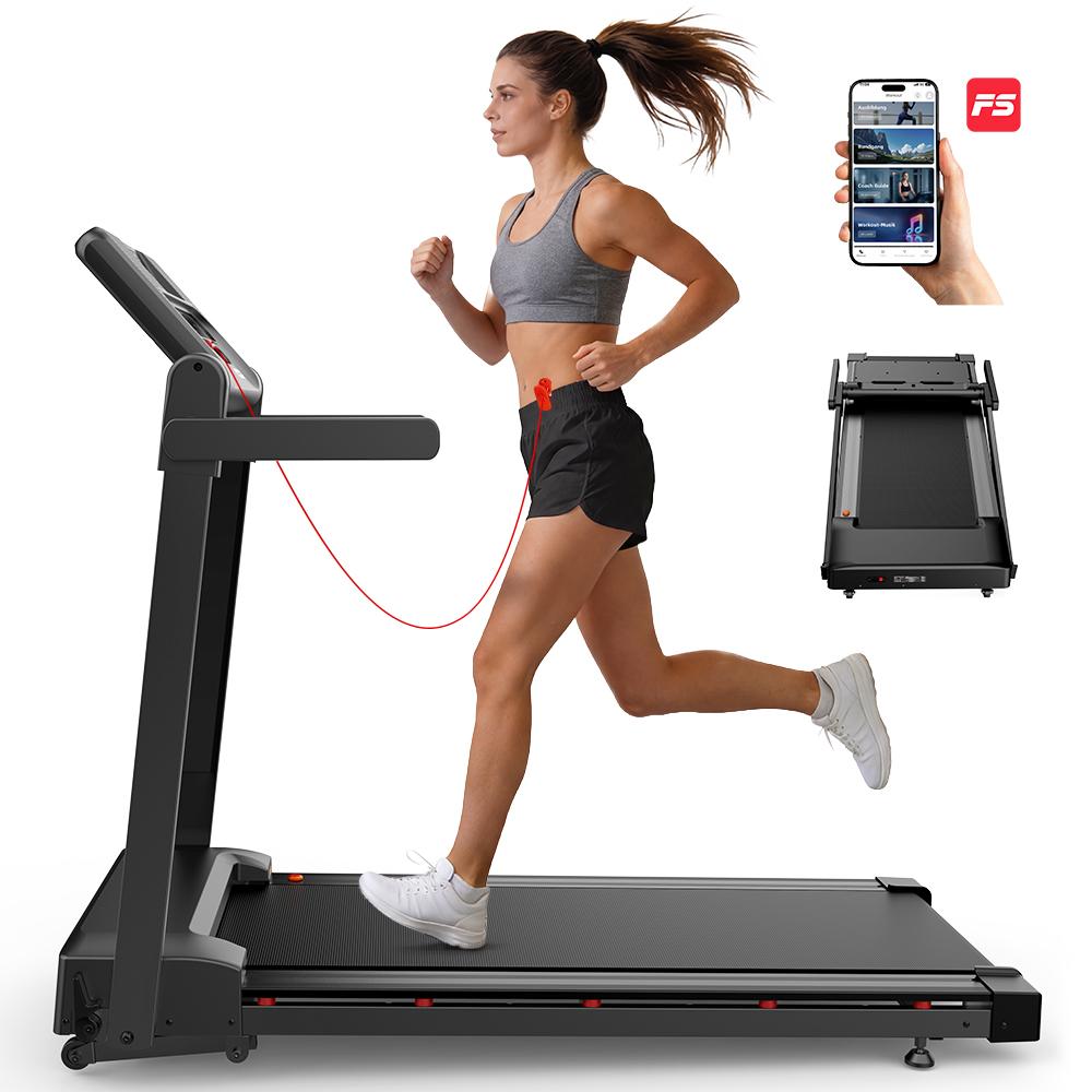 iScooter FT54 Folding Treadmill with 15% Auto Incline 1.0–3.0HP Peak Motor Power 1.4mm Thick Running Belt for Home Fitness & Cardio Training