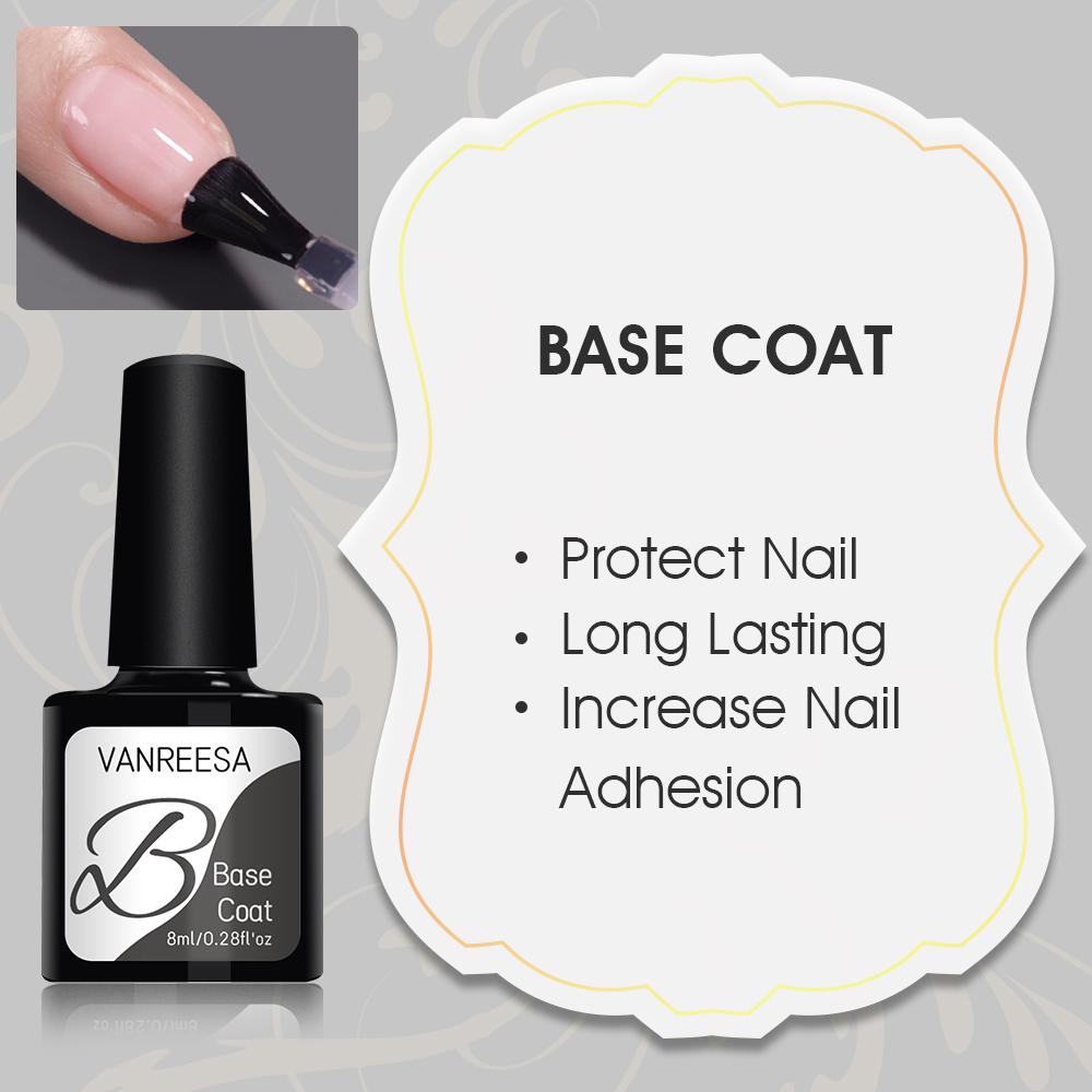 VANREESA Базовое покрытие Верхнее покрытие Гель-лак для ногтей Прозрачный замачиваемый УФ-гель-лак Праймер для ногтей Набор гелей для ногтей