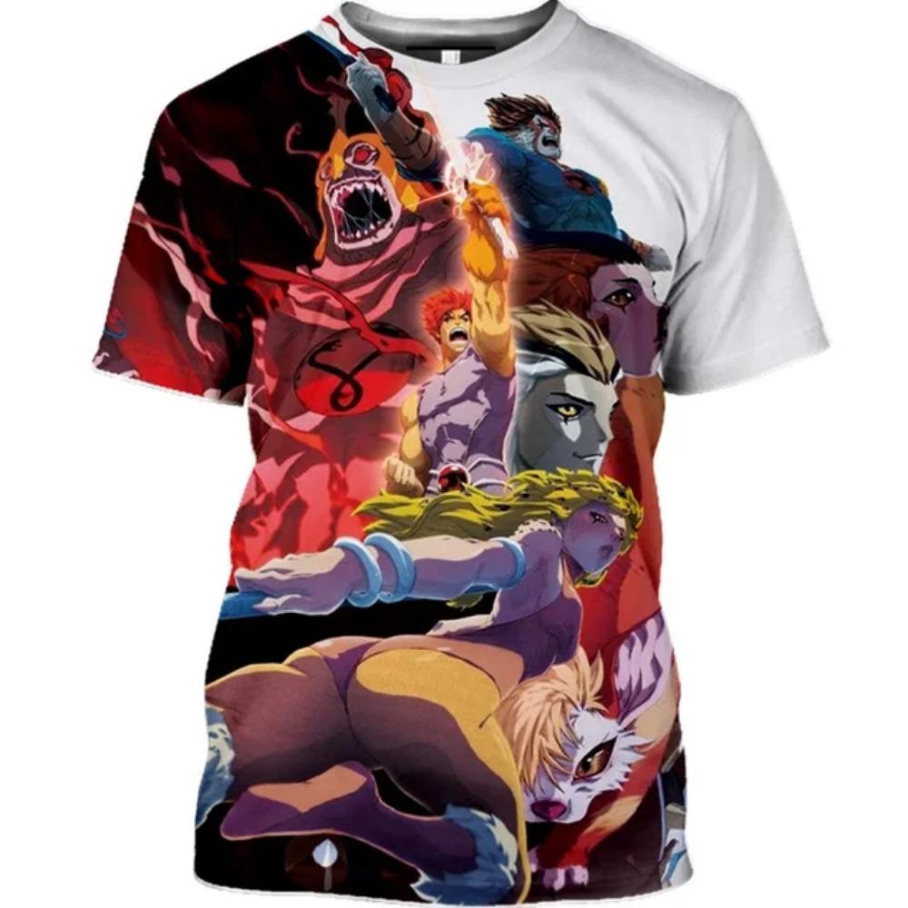 Летняя Аниме Футболка 2026 Thundercats 3D Печать Мужская Женская Модная Оверсайз Детская Мальчик Кавайные Футболки Топы Девочка Мужская Одежда
