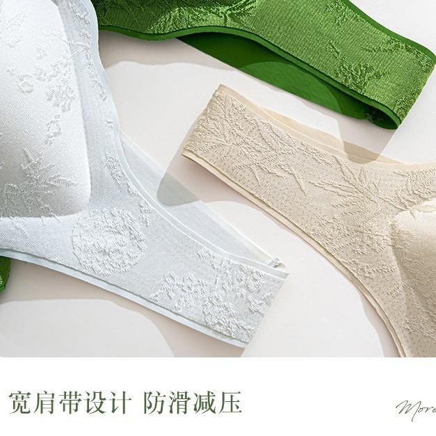 National style relief jacquard soft support underwear middle-aged and elderly thin gathering light and seamless front buckle fixed cup bra