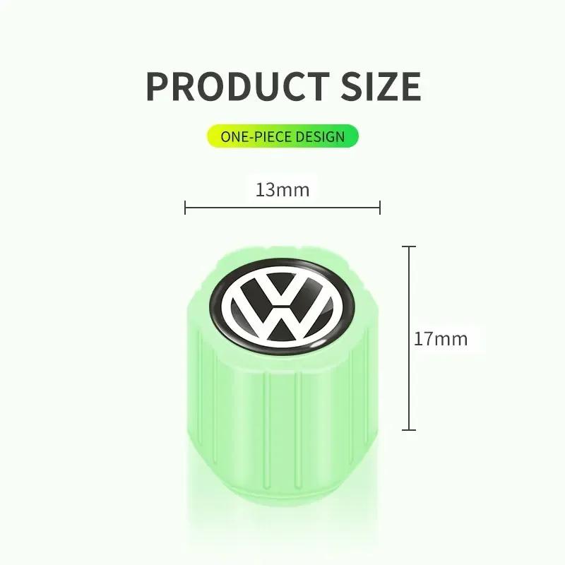 B6 2025 Hot For Volkswagen Luminous Tire Valve Caps Multi-color Fluorescent Night Glowing Decor For Volkswagen VW GTI R Polo Gol