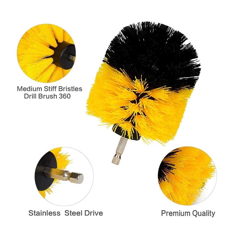 3Pcs Electric Scrubber Brush Drill Brush Kit Plastic Round Power Drills Cleaning Brush for Carpet Glass Car Tires Nylon Brushes