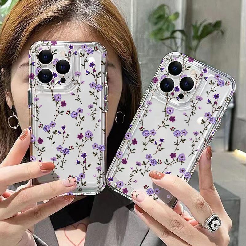 Colorful Abstract Floral Print Phone Case for iPhone 17 16 15 14 13 12 11 16E Series Pro Max Plus Double Layer Protection