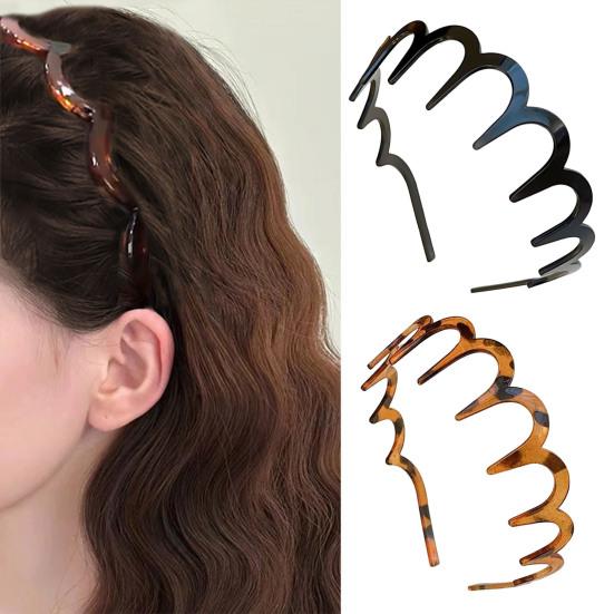 2Pcs Hair Hoop Large Wave Shape Plastic Hair Comb M-Shaped Comfortable Non-Slip