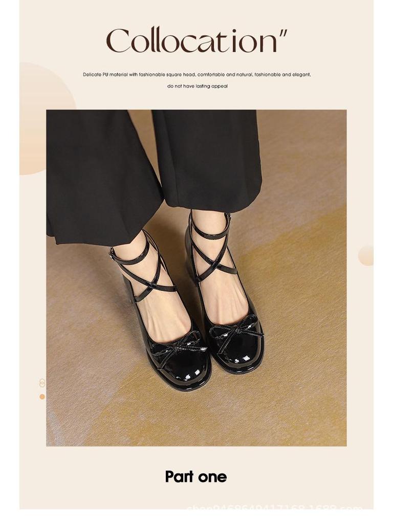 Черные туфли Мэри Джейн в стиле ретро на высоком каблуке с перекрестными ремешками для женщин - весна 2022 г.