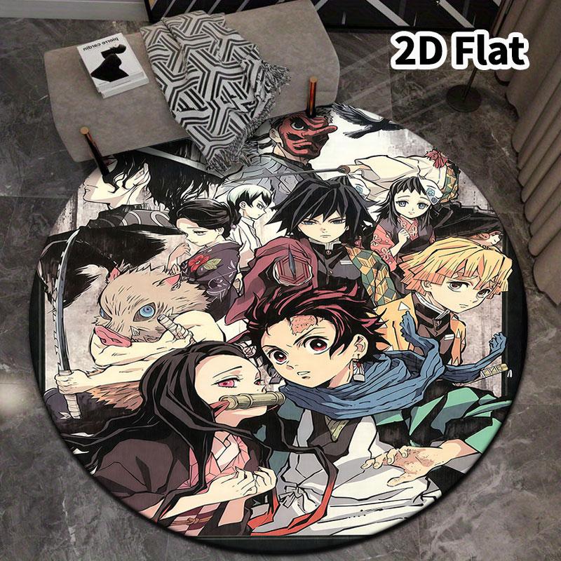 Коврик для пола Demon Slayer Kimetsu No Yaiba, круглый ковер, ковер для гостиной, спальни, дивана, игровой комнаты, нескользящий коврик