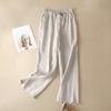 Women's Loose and Thin Large Size High Waist Spring Cotton and Linen Wide-leg Pants Trousers Straight Pants Drawstring Casual Women's Pants